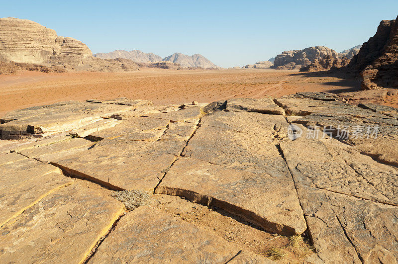 沙漠和岩石景观Wadi Rum，约旦